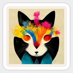 Abstract Cat Sticker